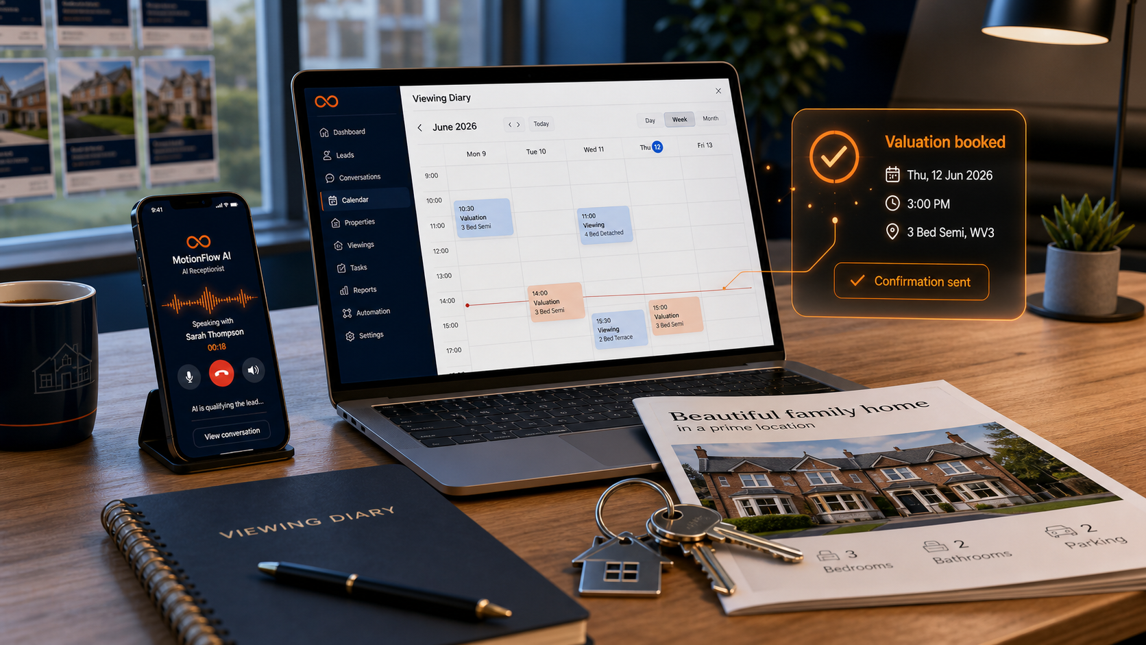 Estate agency valuation booking automation dashboard