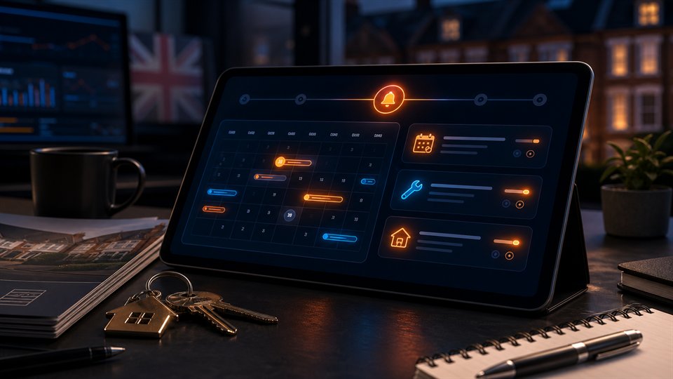 Lettings compliance reminders shown on a premium dashboard