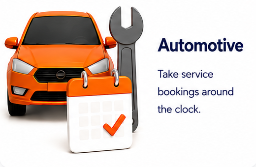 Automotive — take MoT and service bookings around the clock