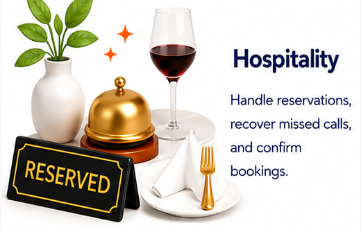 Hospitality — handle reservations and recover missed bookings